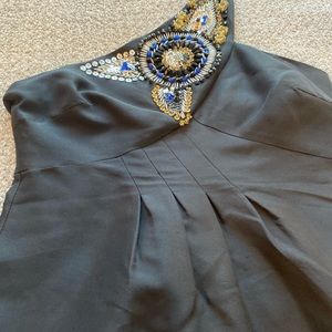 Holiday Vibes! Navy Tibi silk beaded dress